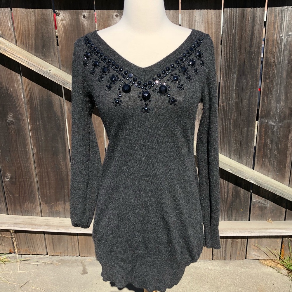 Jeweled sweater dress